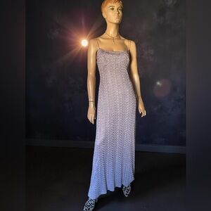CARMEN MARC VALVO LILAC BEADED FULL LENGTH DRESS SZ 12